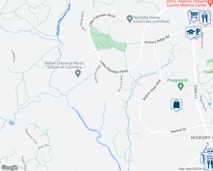 map of restaurants, bars, coffee shops, grocery stores, and more near 11650 Sun Circle Way in Columbia