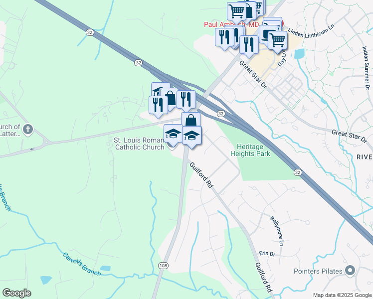map of restaurants, bars, coffee shops, grocery stores, and more near in Clarksville