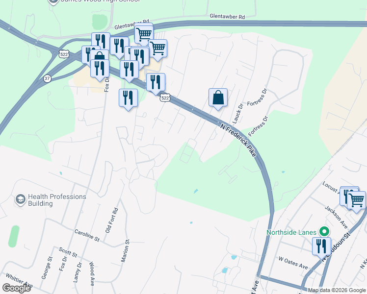 map of restaurants, bars, coffee shops, grocery stores, and more near 270 Sage Circle in Winchester