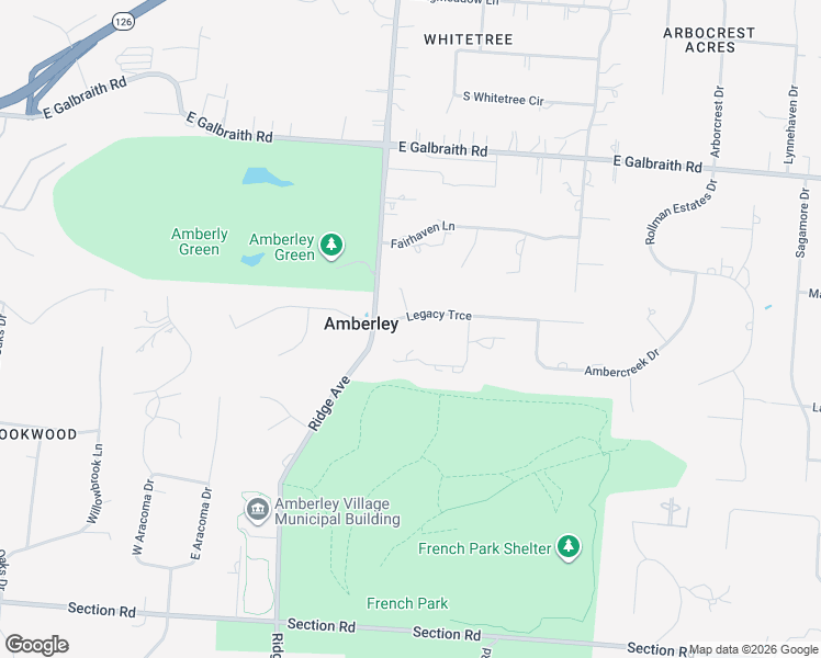 map of restaurants, bars, coffee shops, grocery stores, and more near 7560 French Park Place in Cincinnati