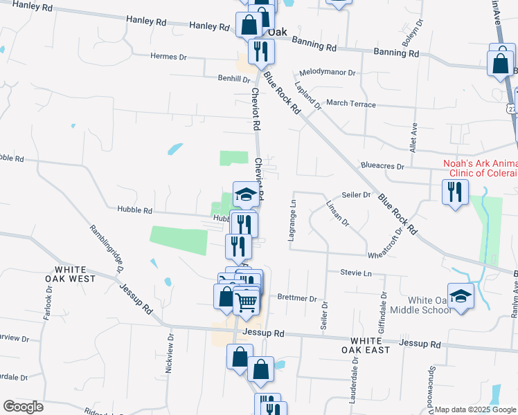 map of restaurants, bars, coffee shops, grocery stores, and more near 6200 Cheviot Road in Cincinnati