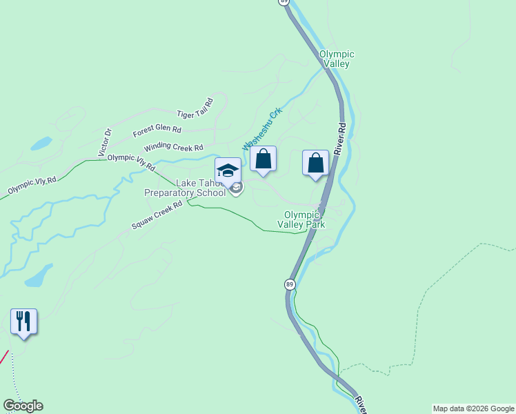 map of restaurants, bars, coffee shops, grocery stores, and more near in Olympic Valley