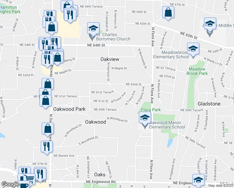 map of restaurants, bars, coffee shops, grocery stores, and more near 1103 Cowden Drive in Kansas City