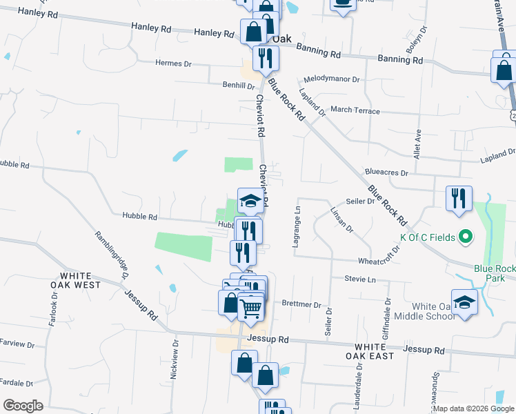 map of restaurants, bars, coffee shops, grocery stores, and more near 6273 Cheviot Road in Cincinnati
