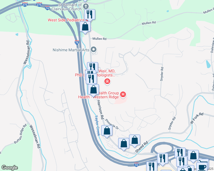 map of restaurants, bars, coffee shops, grocery stores, and more near 6909 Good Samaritan Drive in Cincinnati