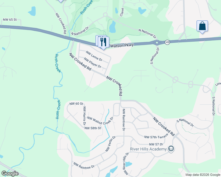 map of restaurants, bars, coffee shops, grocery stores, and more near in Weatherby Lake