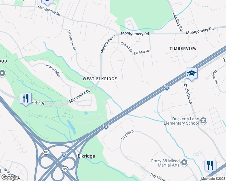 map of restaurants, bars, coffee shops, grocery stores, and more near 5936 Deborah Jean Drive in Elkridge