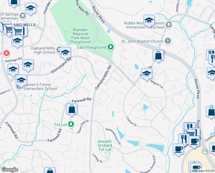 map of restaurants, bars, coffee shops, grocery stores, and more near in Columbia