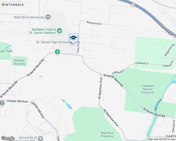 map of restaurants, bars, coffee shops, grocery stores, and more near 541 West North Bend Road in Cincinnati