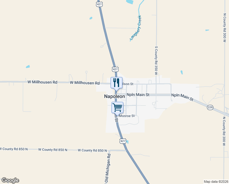 map of restaurants, bars, coffee shops, grocery stores, and more near in Napoleon