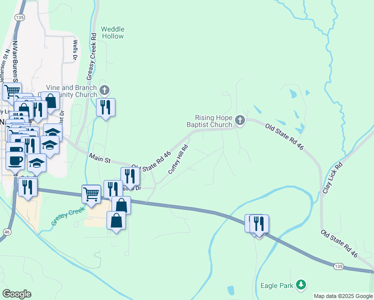 map of restaurants, bars, coffee shops, grocery stores, and more near 551 Coffey Hill Road in Nashville
