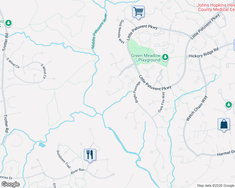 map of restaurants, bars, coffee shops, grocery stores, and more near 11891 New Country Lane in Columbia