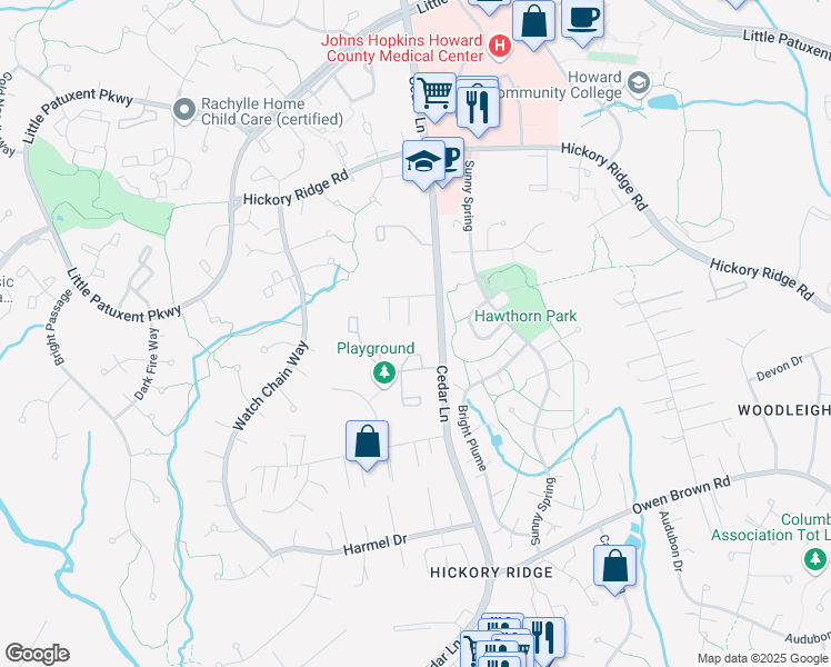 map of restaurants, bars, coffee shops, grocery stores, and more near 5921 Norway Court in Columbia