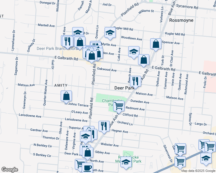 map of restaurants, bars, coffee shops, grocery stores, and more near 4191 Hoffman Avenue in Deer Park