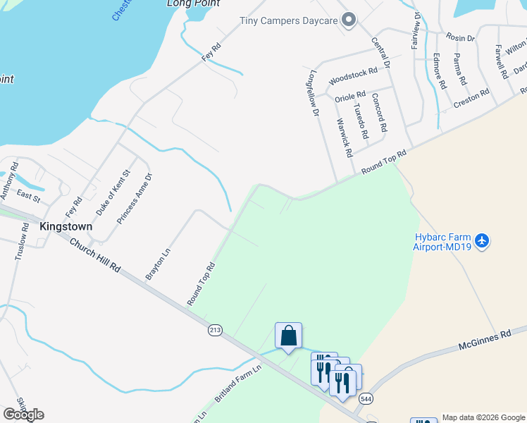 map of restaurants, bars, coffee shops, grocery stores, and more near 246 Round Top Rd in Chestertown