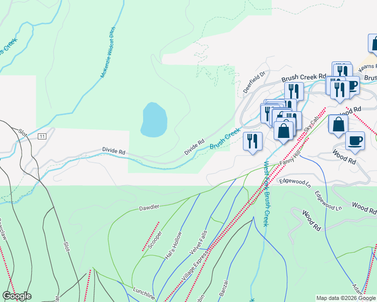 map of restaurants, bars, coffee shops, grocery stores, and more near Divide Road in Aspen