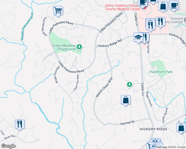 map of restaurants, bars, coffee shops, grocery stores, and more near 11537 Shell Flower Lane in Columbia