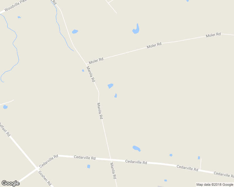 map of restaurants, bars, coffee shops, grocery stores, and more near 6368 Manila Road in Goshen