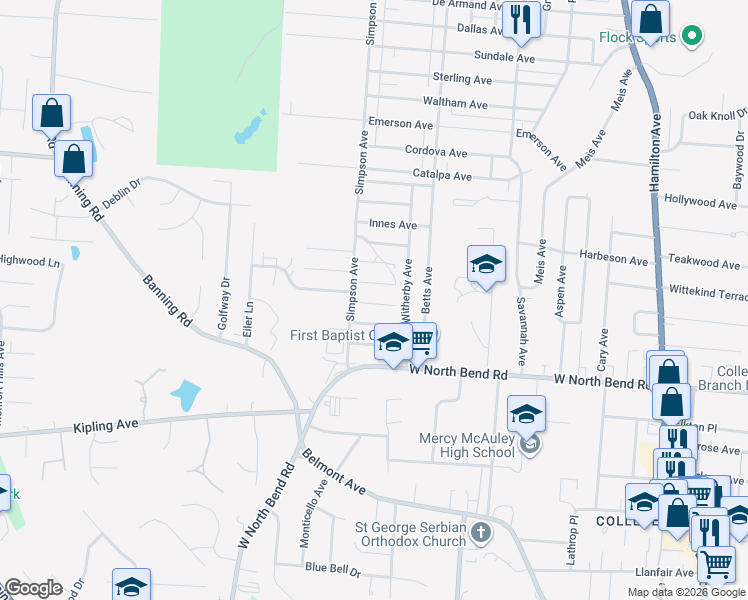 map of restaurants, bars, coffee shops, grocery stores, and more near 2031 3rd Avenue in Cincinnati