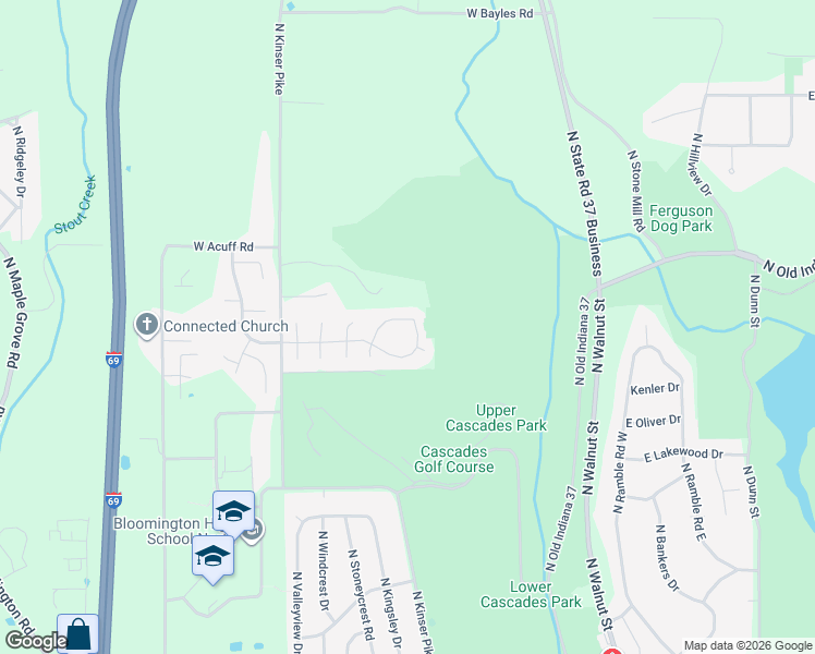 map of restaurants, bars, coffee shops, grocery stores, and more near 800 West Rosewood Drive in Bloomington