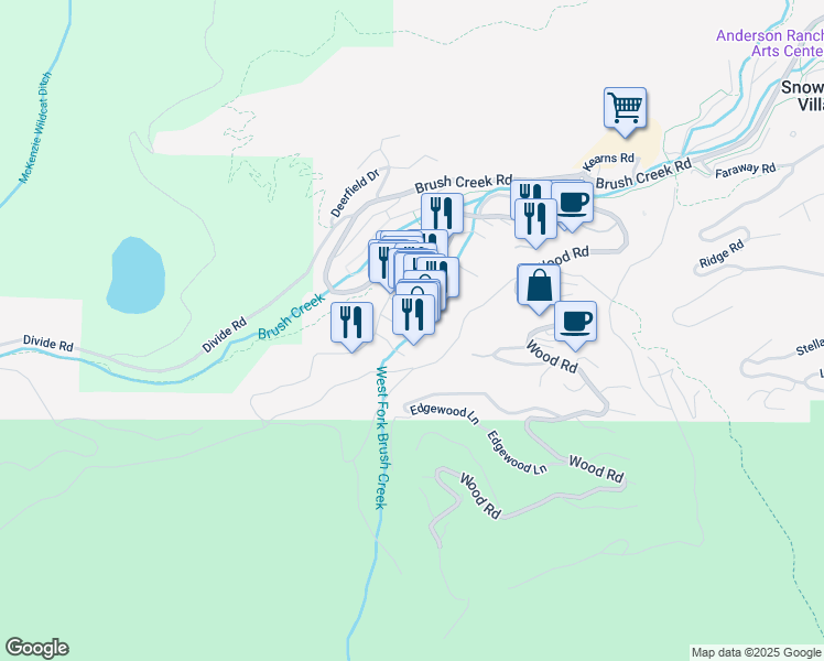 map of restaurants, bars, coffee shops, grocery stores, and more near 76 Elbert Lane in Snowmass Village