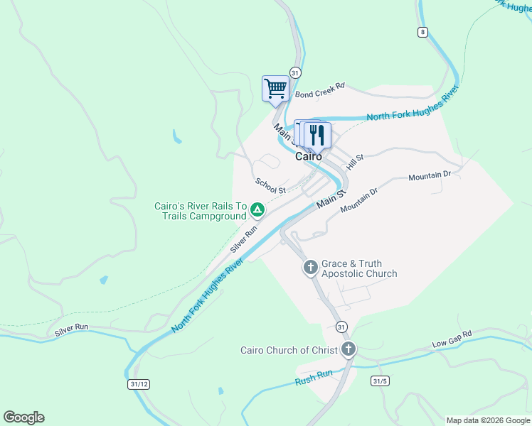 map of restaurants, bars, coffee shops, grocery stores, and more near 227 Silver Run in Cairo