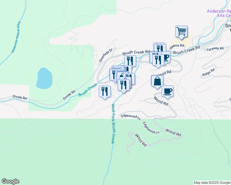 map of restaurants, bars, coffee shops, grocery stores, and more near 60 Fall Lane in Snowmass Village