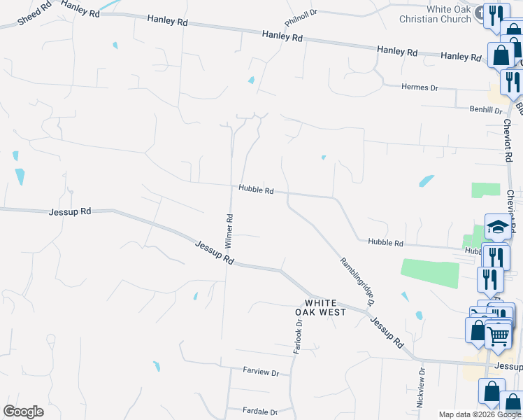 map of restaurants, bars, coffee shops, grocery stores, and more near 6124 Wilmer Road in Cincinnati