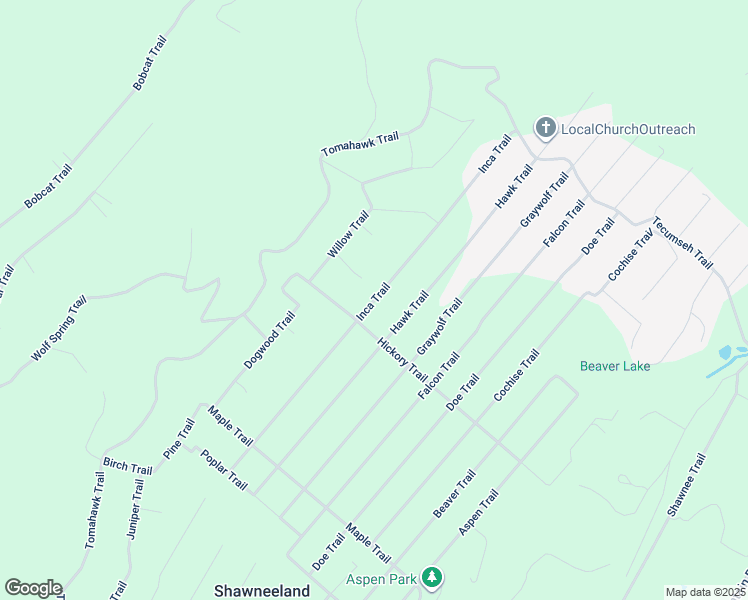 map of restaurants, bars, coffee shops, grocery stores, and more near Inca Trail in Shawneeland