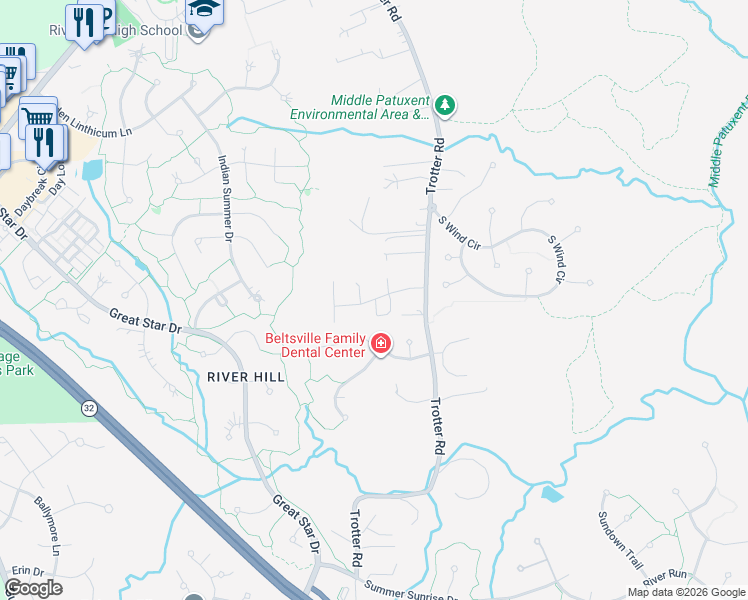 map of restaurants, bars, coffee shops, grocery stores, and more near 11843 Tall Timber Drive in Clarksville