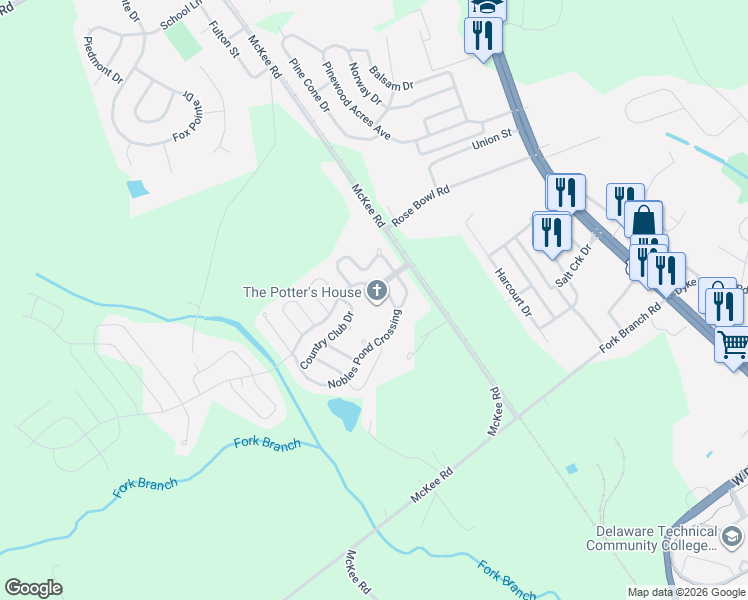 map of restaurants, bars, coffee shops, grocery stores, and more near 30 Guard House Lane in Dover