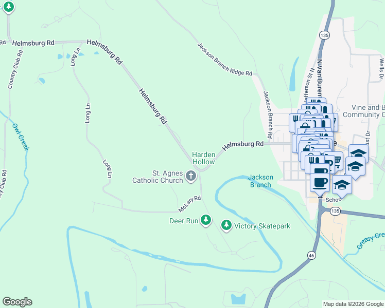 map of restaurants, bars, coffee shops, grocery stores, and more near 725 Helmsburg Road in Nashville