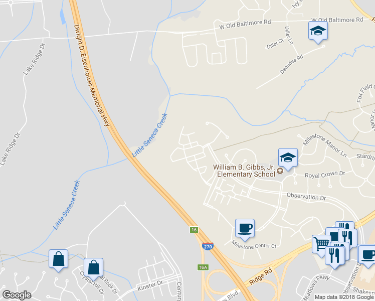 map of restaurants, bars, coffee shops, grocery stores, and more near 13006 Woodcutter Circle in Germantown