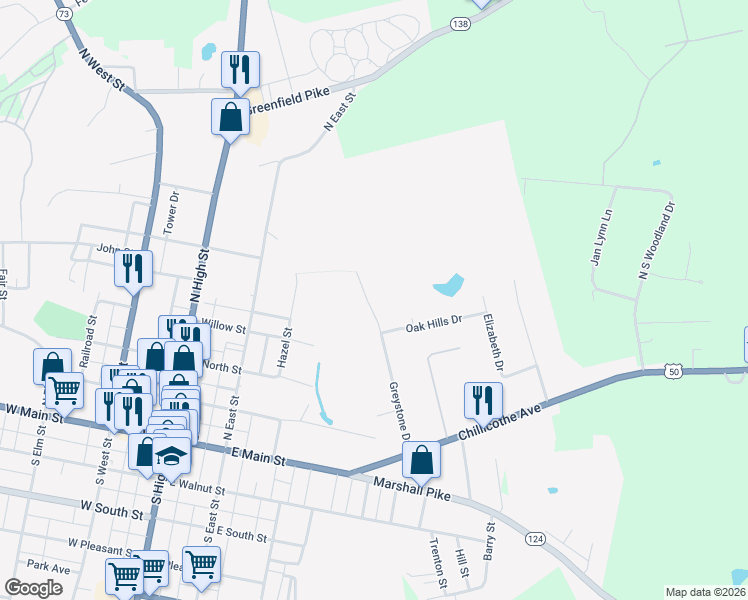 map of restaurants, bars, coffee shops, grocery stores, and more near 148 Greystone Drive in Hillsboro