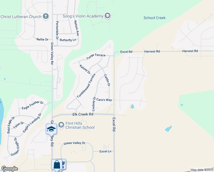 map of restaurants, bars, coffee shops, grocery stores, and more near 4200 Caitlin Drive in Manhattan