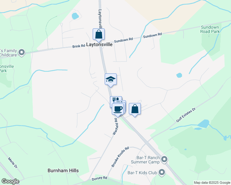 map of restaurants, bars, coffee shops, grocery stores, and more near 21401 Laytonsville Road in Gaithersburg
