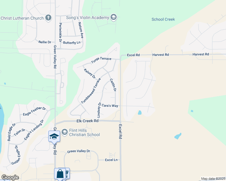 map of restaurants, bars, coffee shops, grocery stores, and more near 4200 Caitlin Dr in Manhattan