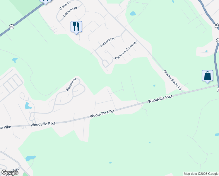 map of restaurants, bars, coffee shops, grocery stores, and more near 6170 Woodville Drive in Loveland
