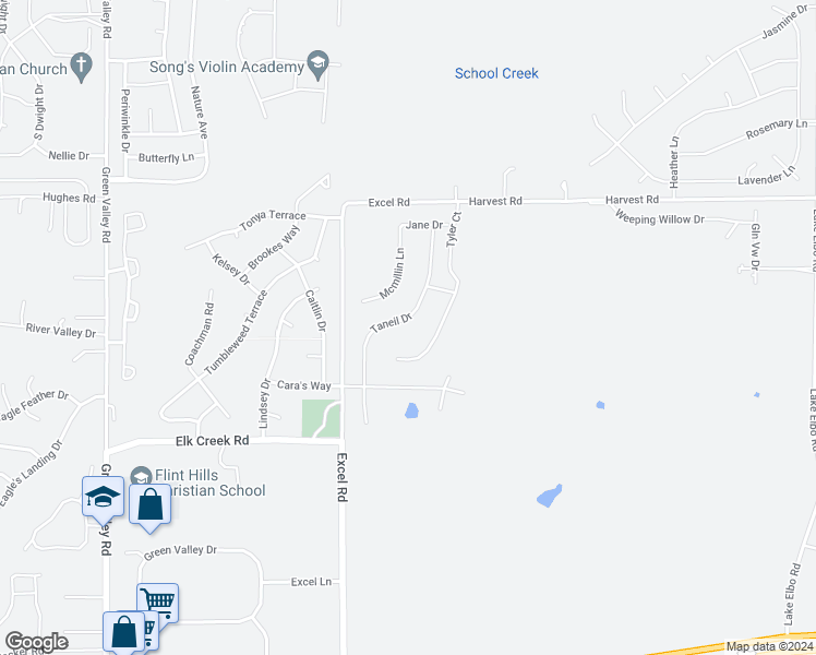 map of restaurants, bars, coffee shops, grocery stores, and more near 4143 Taneil Drive in Manhattan