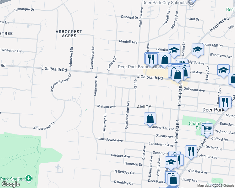 map of restaurants, bars, coffee shops, grocery stores, and more near 7832 Colton Lane in Cincinnati
