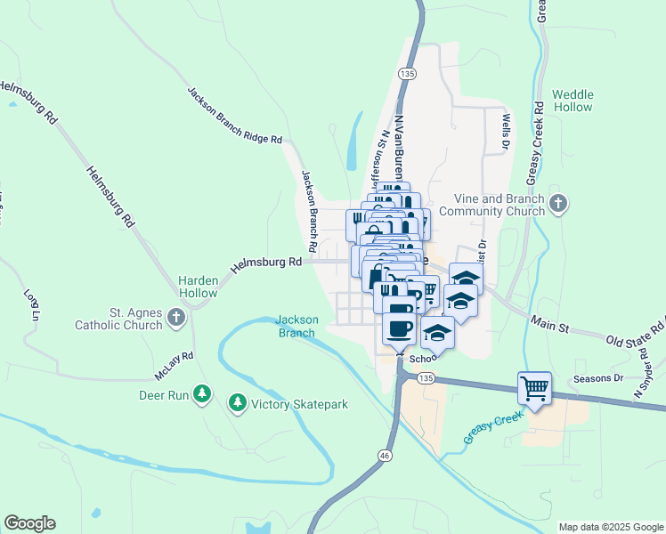 map of restaurants, bars, coffee shops, grocery stores, and more near 30 South Sycamore Lane in Nashville