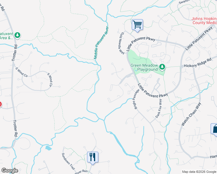 map of restaurants, bars, coffee shops, grocery stores, and more near 11900 Blue February Way in Columbia