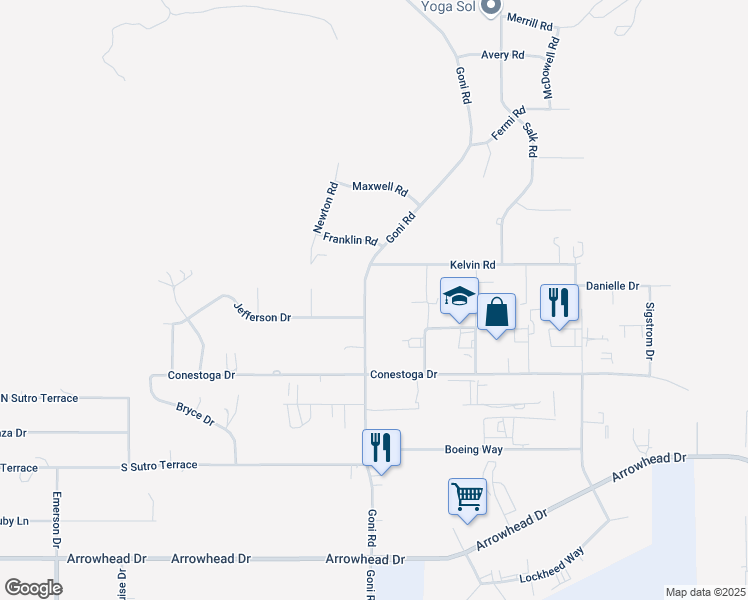 map of restaurants, bars, coffee shops, grocery stores, and more near 5263 Goni Road in Carson City