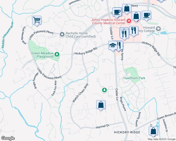 map of restaurants, bars, coffee shops, grocery stores, and more near 6000 Flywheel Court in Columbia