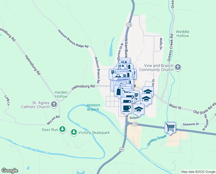 map of restaurants, bars, coffee shops, grocery stores, and more near 30 South Sycamore Lane in Nashville