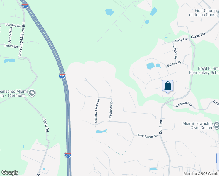 map of restaurants, bars, coffee shops, grocery stores, and more near 5948 Creekview Drive in Milford