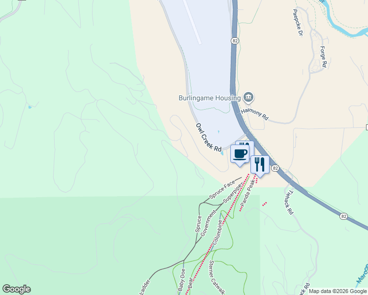 map of restaurants, bars, coffee shops, grocery stores, and more near 2-402 Buttermilk Lane in Aspen
