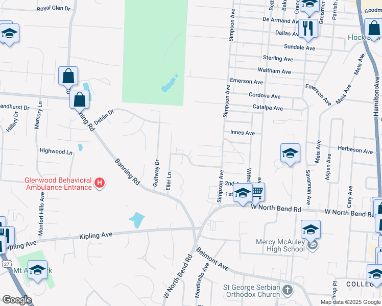 map of restaurants, bars, coffee shops, grocery stores, and more near 2234 Lincoln Avenue in Cincinnati