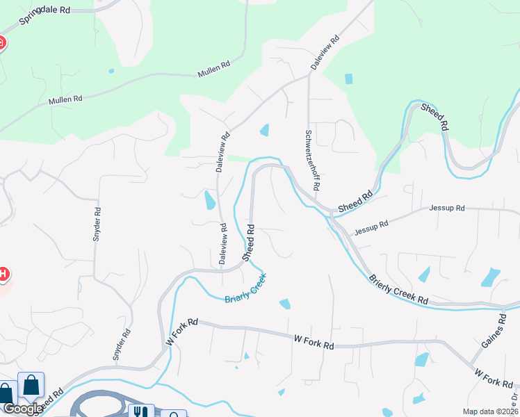 map of restaurants, bars, coffee shops, grocery stores, and more near 6020 Sheed Road in Cincinnati