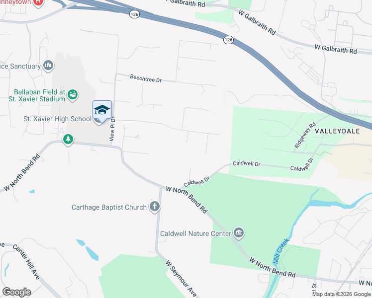 map of restaurants, bars, coffee shops, grocery stores, and more near 7280 Georgetown Court in Cincinnati